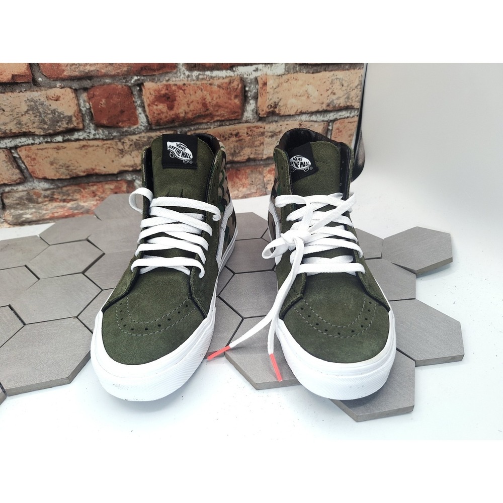 New Vans Sk8-Hi Camo Olive Green High Top Mens 6.5 / Women 8 / Kids 6.5 GS - Picture 5 of 10